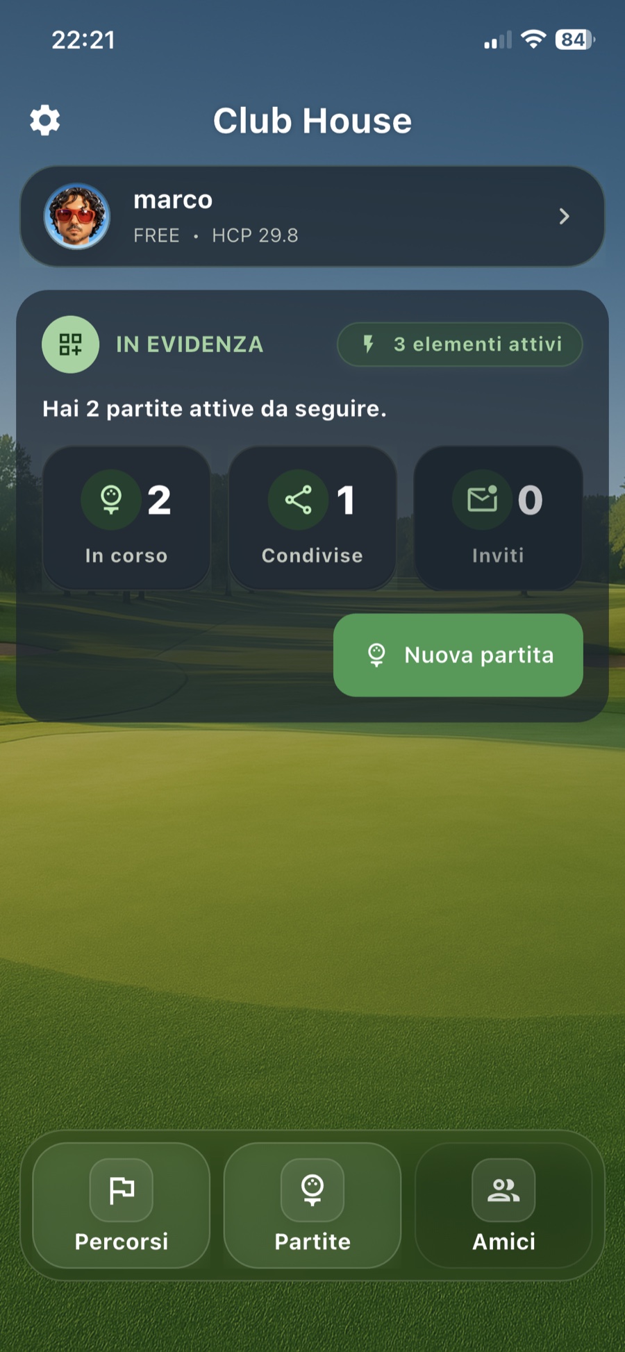 Dashboard Club House Fairway Friends