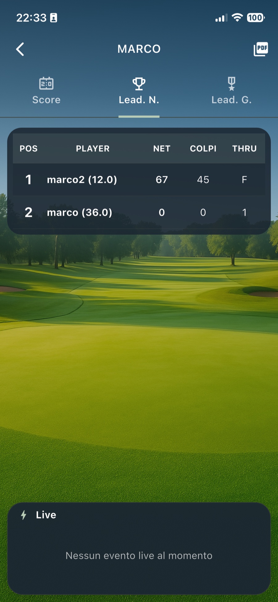 Leaderboard live Fairway Friends