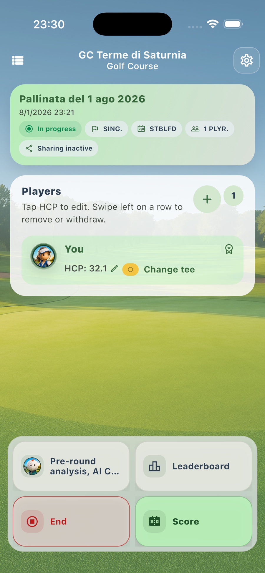 Fairway Friends match detail with players
