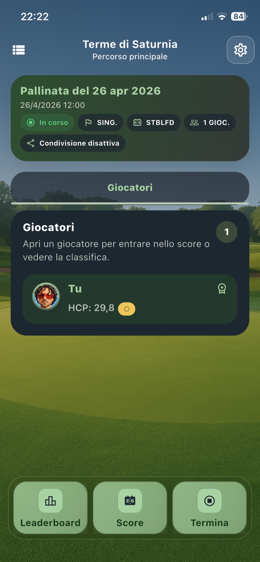 Dettaglio partita con giocatori Fairway Friends